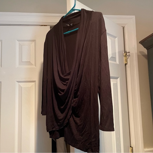 B’leev black slouchy cowl wrap pullover top. - Picture 2 of 5